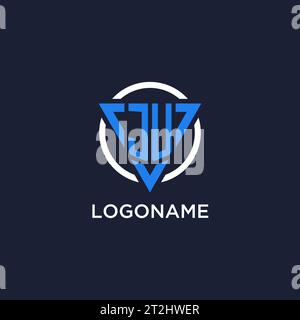 JU monogram logo with triangle shape and circle design vector Stock Vector