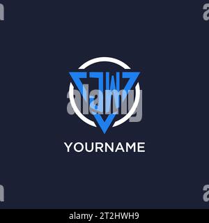 JW monogram logo with triangle shape and circle design vector Stock Vector