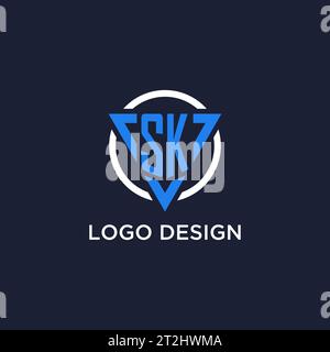 SK monogram logo with triangle shape and circle design vector Stock Vector
