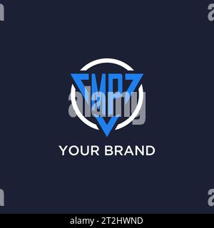 MP monogram logo with triangle shape and circle design vector Stock Vector