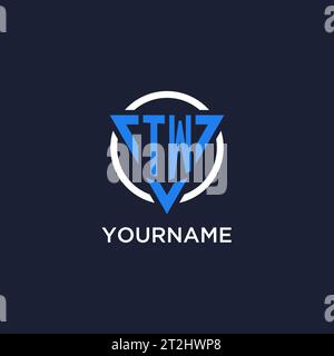 TW monogram logo with triangle shape and circle design vector Stock Vector