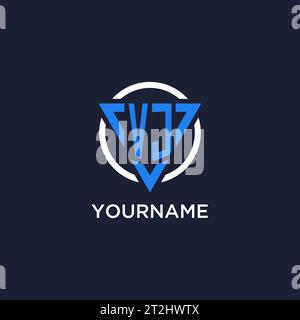 VJ monogram logo with triangle shape and circle design vector Stock Vector