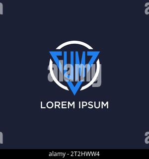 UM monogram logo with triangle shape and circle design vector Stock Vector