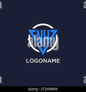 NH monogram logo with triangle shape and circle design vector Stock Vector