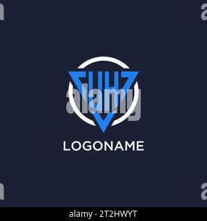 UH monogram logo with triangle shape and circle design vector Stock Vector