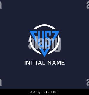 US monogram logo with triangle shape and circle design vector Stock Vector