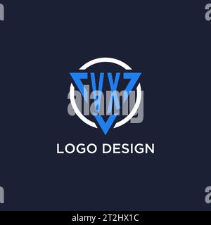 VX monogram logo with triangle shape and circle design vector Stock Vector
