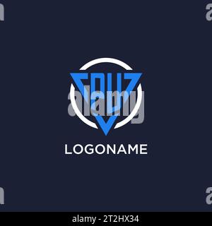 PU monogram logo with triangle shape and circle design vector Stock Vector