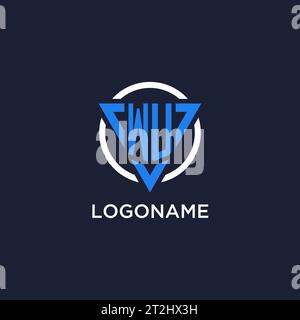 WU monogram logo with triangle shape and circle design vector Stock Vector