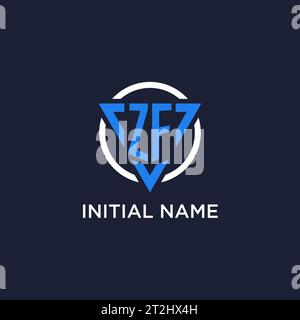 ZF monogram logo with triangle shape and circle design vector Stock Vector