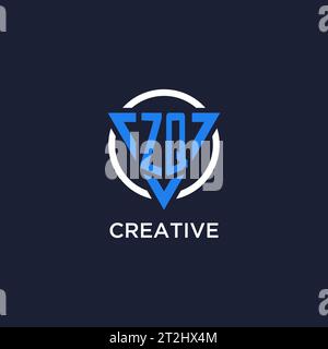 ZQ monogram logo with triangle shape and circle design vector Stock Vector