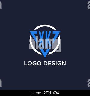 XK monogram logo with triangle shape and circle design vector Stock Vector