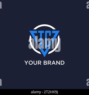 TC monogram logo with triangle shape and circle design vector Stock Vector