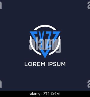 YZ monogram logo with triangle shape and circle design vector Stock Vector