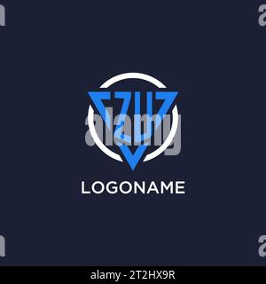 ZU monogram logo with triangle shape and circle design vector Stock Vector