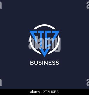 TE monogram logo with triangle shape and circle design vector Stock Vector