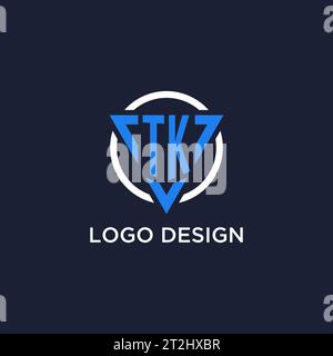 TK monogram logo with triangle shape and circle design vector Stock Vector