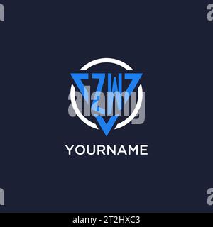 ZW monogram logo with triangle shape and circle design vector Stock Vector