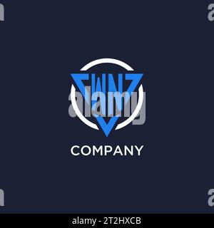 WN monogram logo with triangle shape and circle design vector Stock Vector