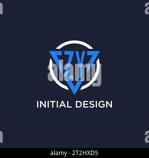 ZY monogram logo with triangle shape and circle design vector Stock Vector