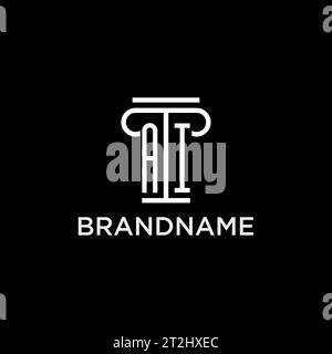 AI monogram logo with pillar shape icon, luxury and elegant design logo ...