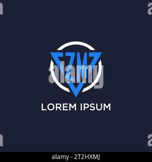 ZM monogram logo with triangle shape and circle design vector Stock Vector