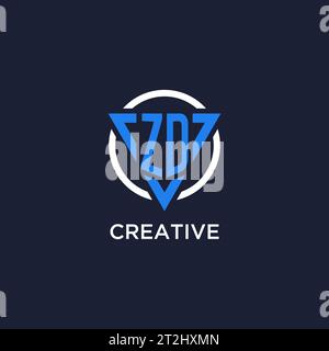 ZD monogram logo with triangle shape and circle design vector Stock Vector