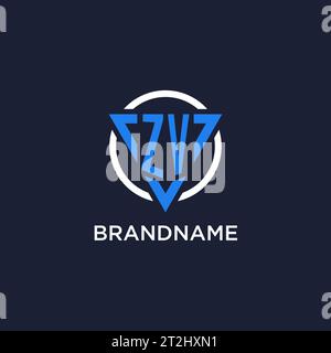 ZV monogram logo with triangle shape and circle design vector Stock Vector