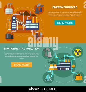 Industry set horizontal banners website design abstract isolated vector illustration Stock Vector