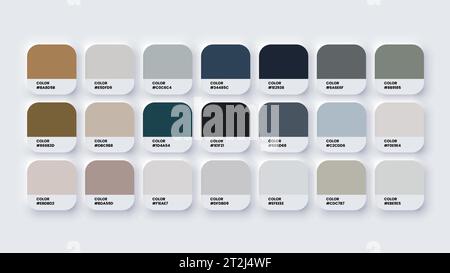 Color Palette, Color Swatches in RGB, HEX Colors, Pastel Colour in HEX Codes Catalog. Paint Colours Palette, Neutral Tones Stock Vector