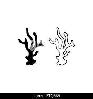 Vector corals black silhouettes. coral line icon Stock Vector