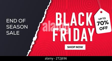 Black Friday horizontal banner illustration in paper style Stock Vector