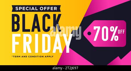 gradient Black Friday horizontal banner illustration Stock Vector