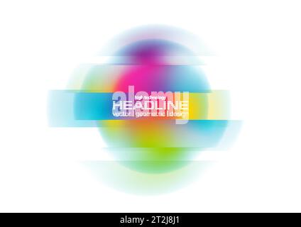 Colorful distorted circle abstract geometric background. Liquid holographic gradient glitch sphere. Vector design Stock Vector
