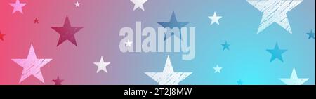 Blue and pink abstract grunge stars modern background. Vector banner design Stock Vector