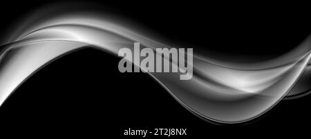 Abstract dark grey smoke waves background. Monochrome smooth glossy vector design Stock Vector