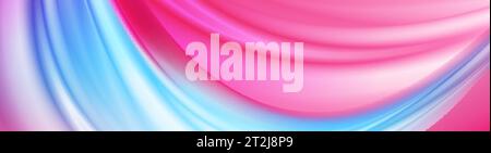 Pink blue smooth blurred waves abstract background. Vector banner design Stock Vector