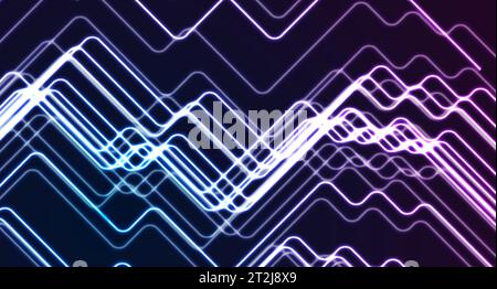 Blue ultraviolet neon geometric lines abstract tech background. Vector design Stock Vector