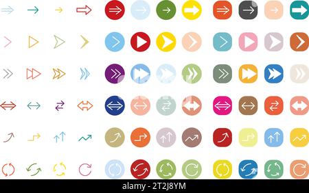 Simple set of arrow icons, colorful, Vector Illustration Stock Vector