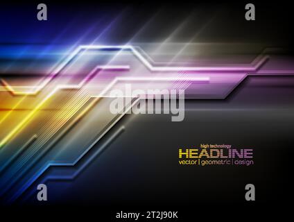 Colorful glowing neon abstract technology background. Vector illustration Stock Vector