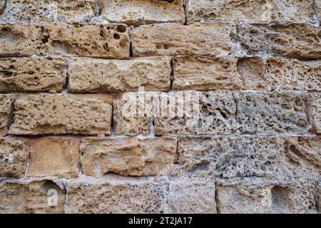 Closeup of the wall of the aqueduct near Caesarea, Israel. Stock Photo
