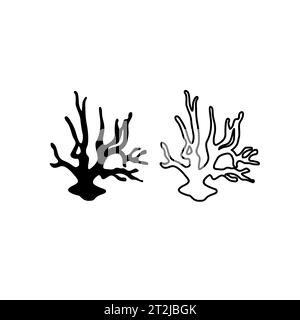 Vector corals black silhouettes. coral line icon Stock Vector