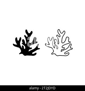 Vector corals black silhouettes. coral line icon Stock Vector