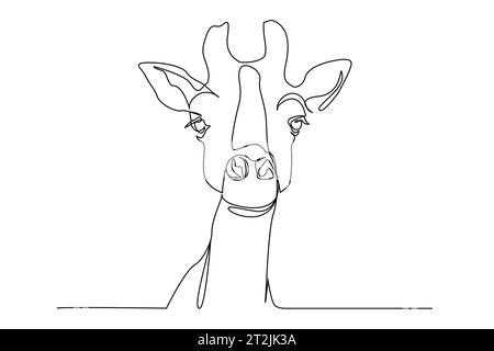 giraffe gazelle mammal animal head portrait line art Stock Vector