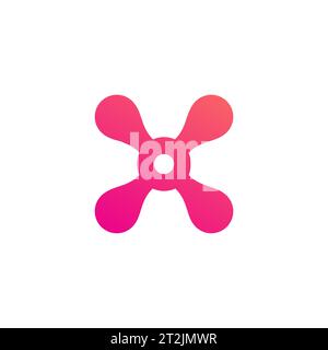 Letter X Flower Logo Vector With Pink Color Stock Vector