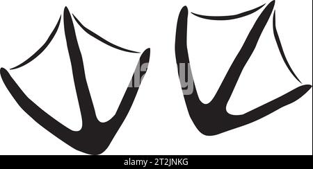 Goose Footprints (Track). Black and White. Vector Illustration. Stock Vector