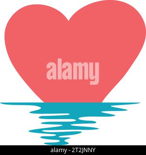 Sunset Heart Reflection Color. Vector Illustration. Stock Vector