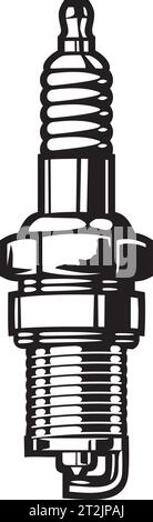 Spark Plug Black and White. Vector Illustration. Stock Vector