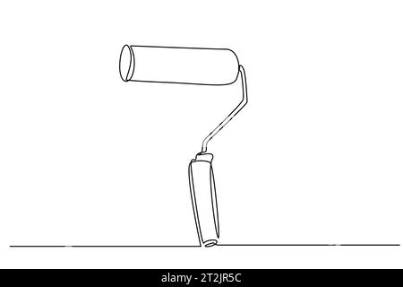 paint roller brush work industry object line art Stock Vector