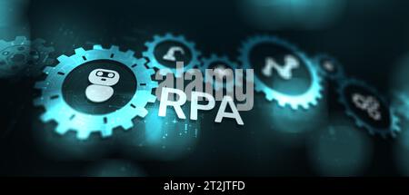 RPA Robotic process automation innovation technology concept on virtual screen. Stock Photo